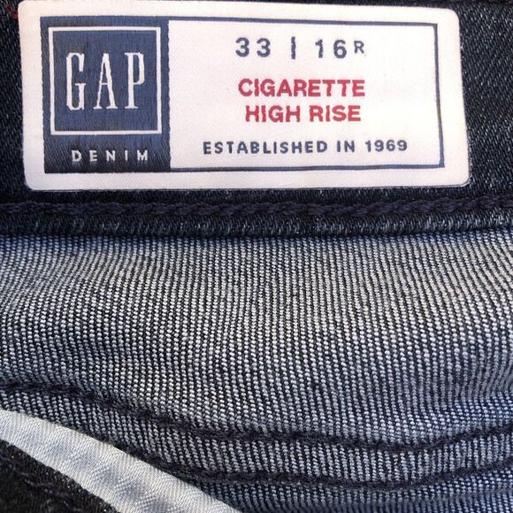 Gap Jeans Women 16/33 Reg Cigarette High Rise Black Allover Stretch Comfy - Picture 6 of 7